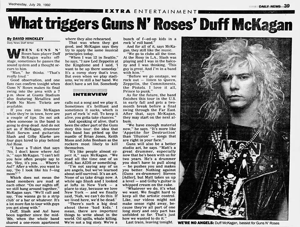 4 Duff Mckagan Quotes About Guns 'N' Roses